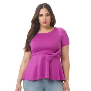 Eloquii scuba bow peplum top